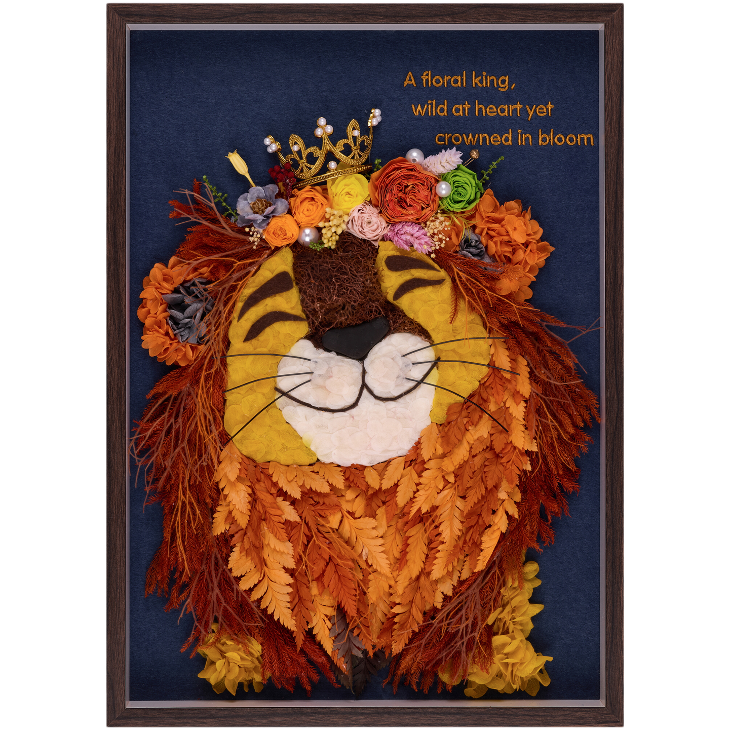 Crowned in Bloom – Lion Floral Art
