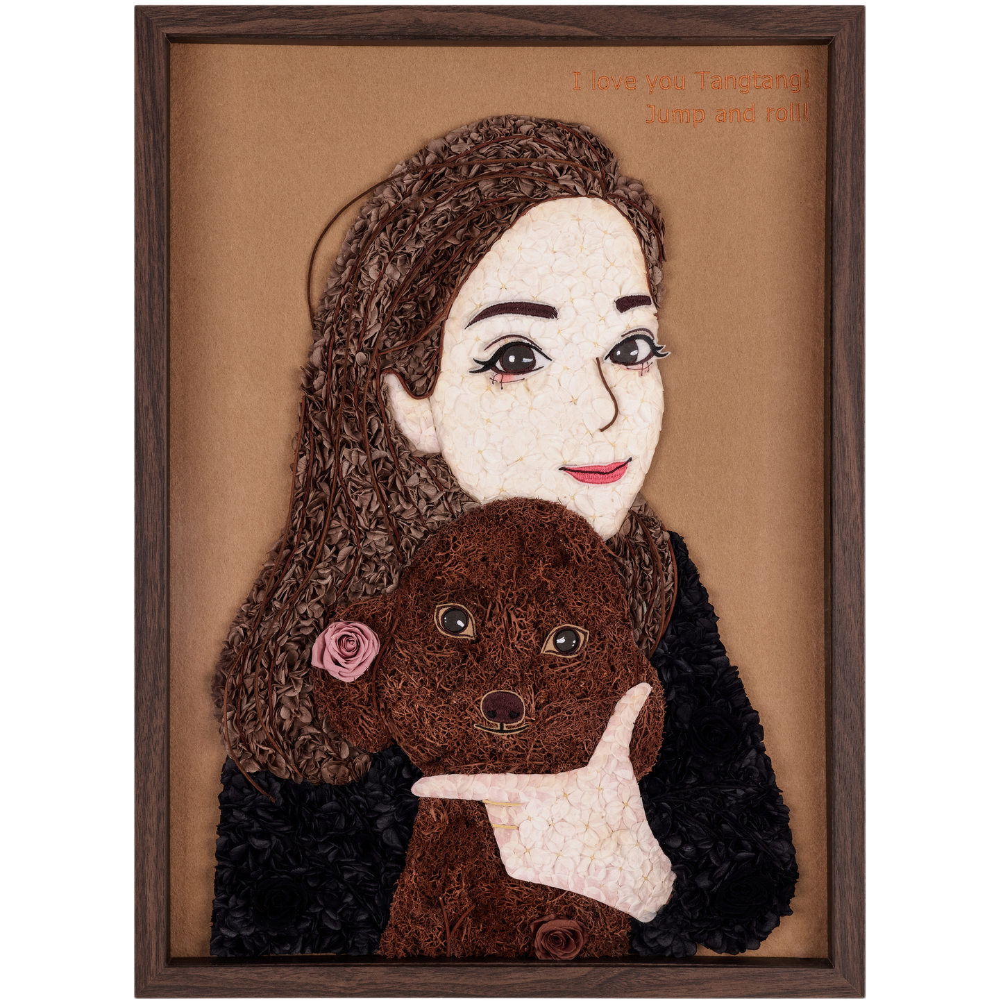 Custom Floral Portrait with Pet
